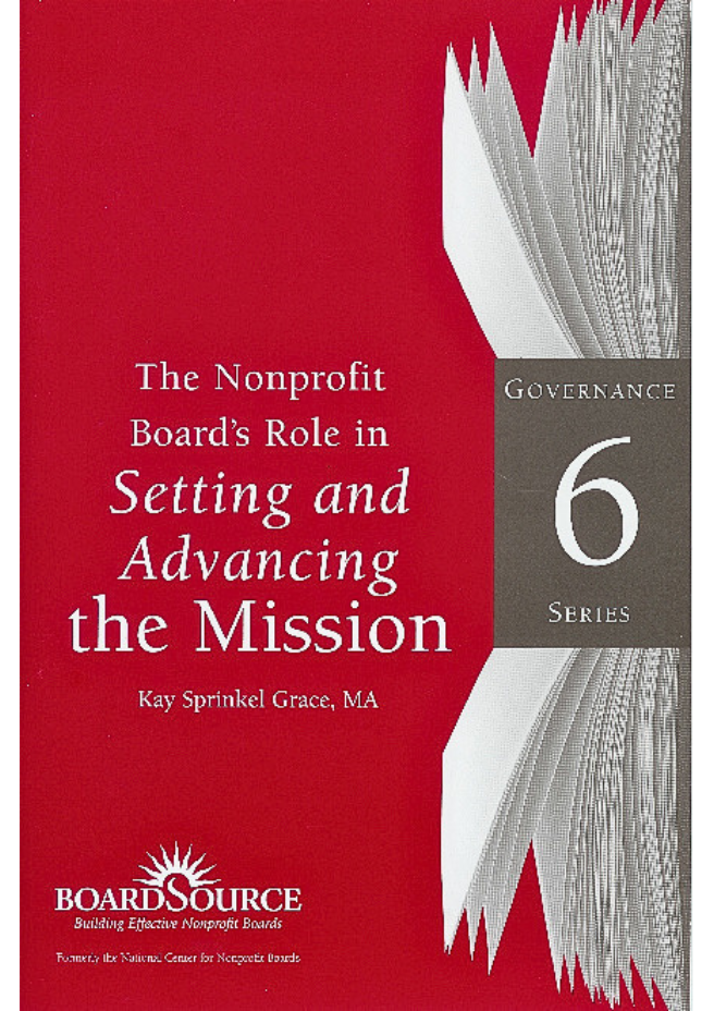 The nonprofit board's role in setting and advancing the mission